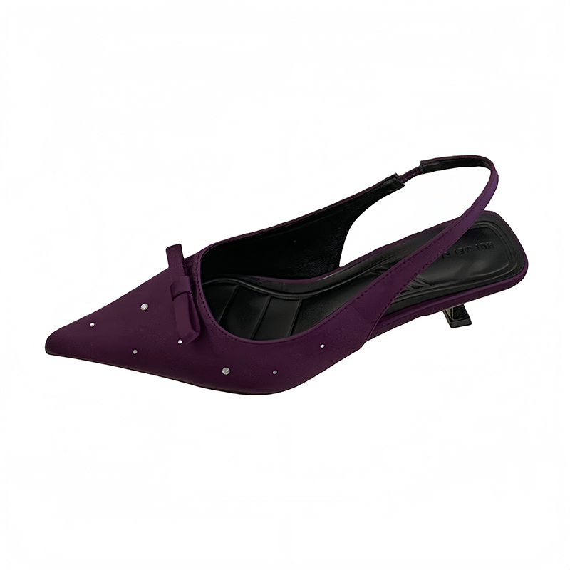 2026 New Style Pointed Toe Mid Heel Sandals with Rhinestones for Women - Image 5
