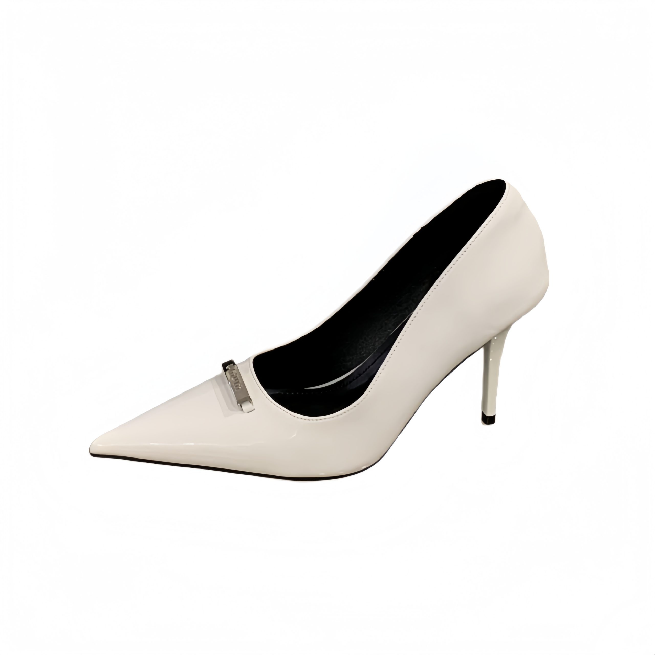 Black High Heels Women 2026 New Style Elegant French Professional Letter Metal Buckle Decor - Image 5