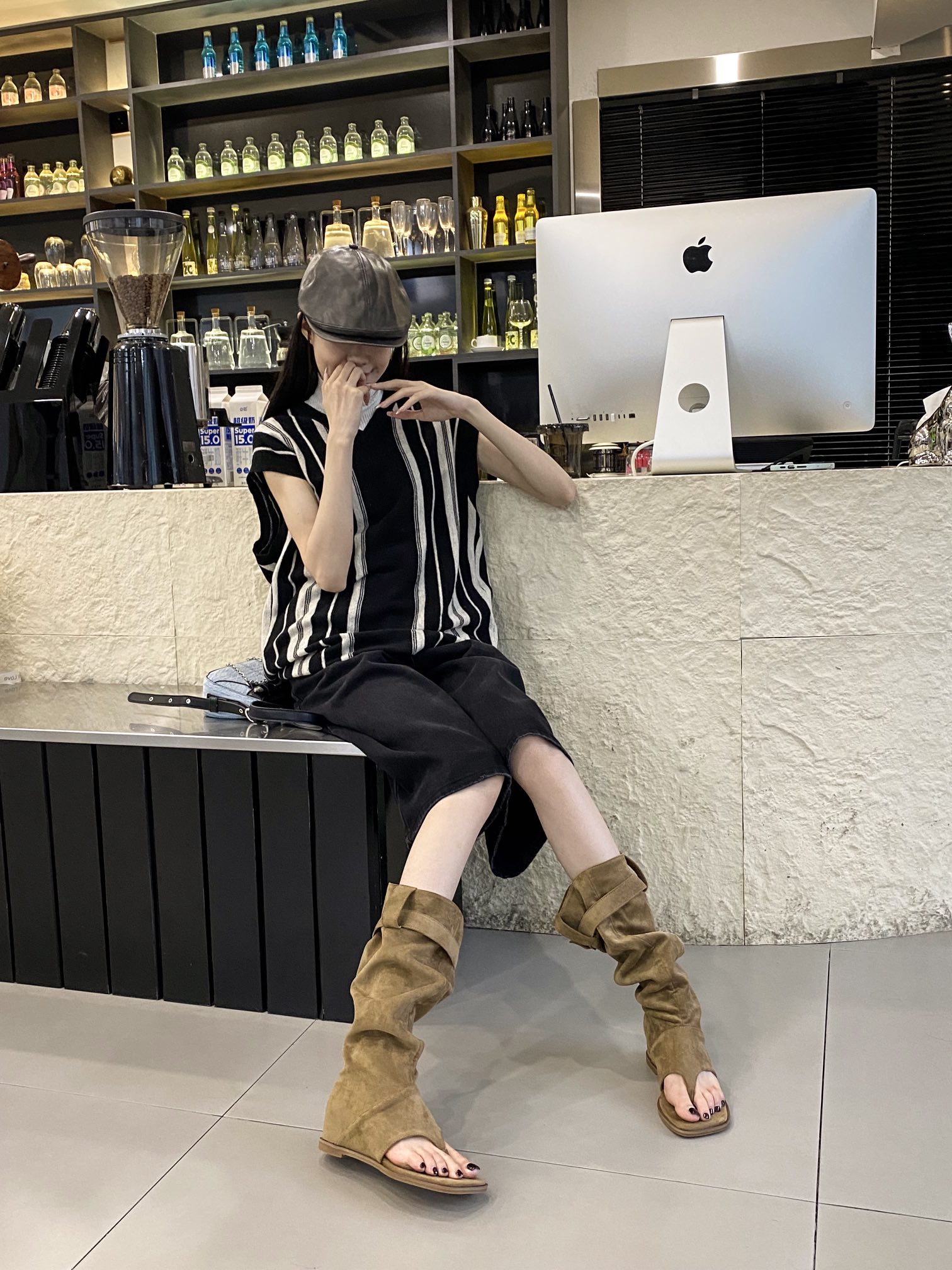 Women's Casual Platform Sandal Boots with Hidden Wedge Heel - Square Toe, PU Lining, All-Season - Image 3